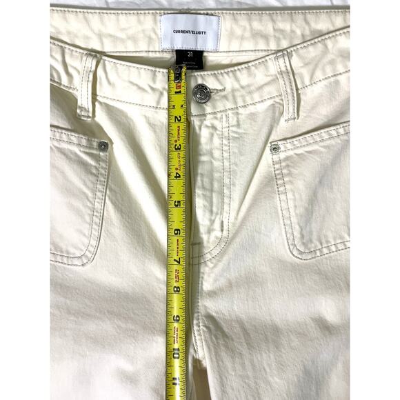 Current/Elliott Cream Utility Straight Leg Jeans Size 31 Off White Denim - Picture 5 of 8